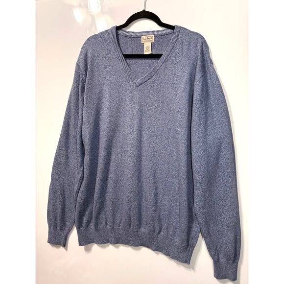 L.L Bean Sweater V Neck Long Sleeve Cotton Blue Relaxed Fit Men's Size XXL - Picture 4 of 8